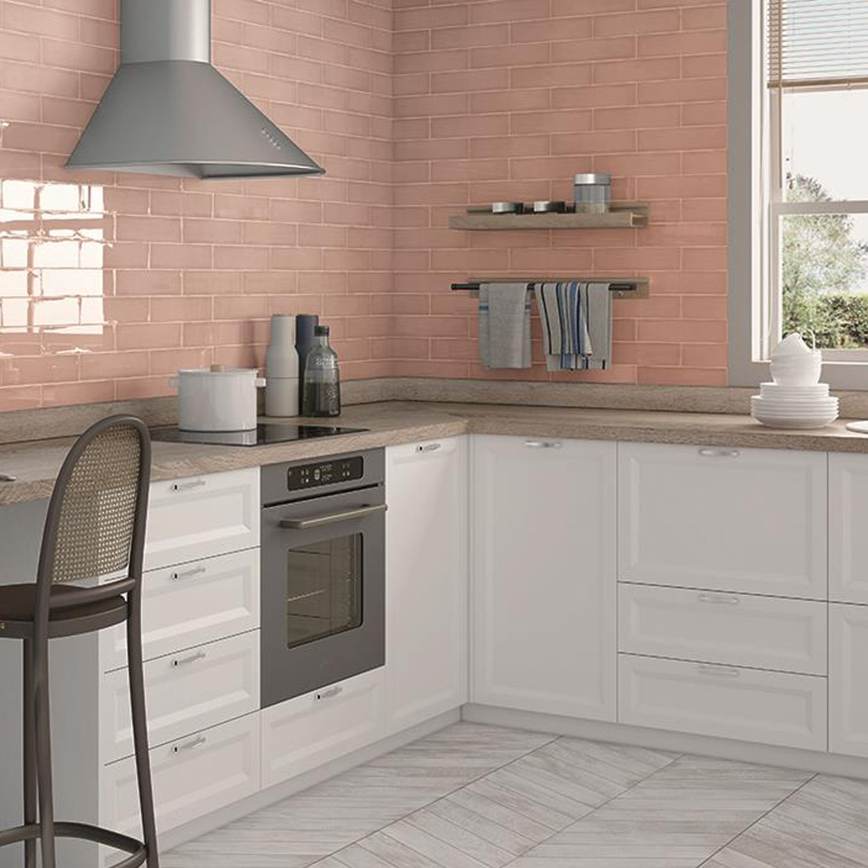 Cifre Ceramica Colonial Wandtegel Pink glans 7.5x30cm